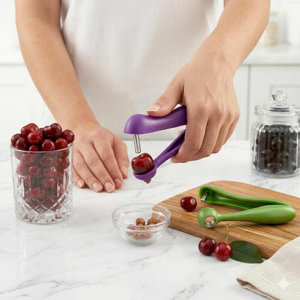 Cherry Pitter Tool – Quick & Easy Seed Remover | Stainless Steel Cherry & Olive Corer for Mess-Free Prep