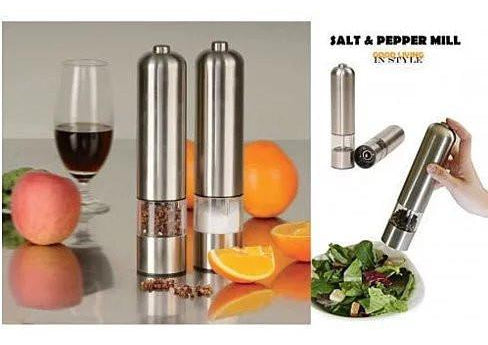 Electric Salt & Pepper Grinder Set – Stainless Steel Automatic Mills with Adjustable Coarseness | One-Touch Spice Dispenser