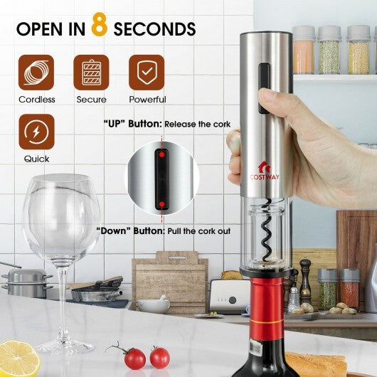 6-in-1 Electric Wine Opener Set | Automatic Bottle Opener with Foil Cutter, Aerator, Vacuum Stopper & Pourer | Premium Wine Gift Set