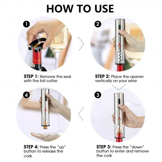 6-in-1 Electric Wine Opener Set | Automatic Bottle Opener with Foil Cutter, Aerator, Vacuum Stopper & Pourer | Premium Wine Gift Set