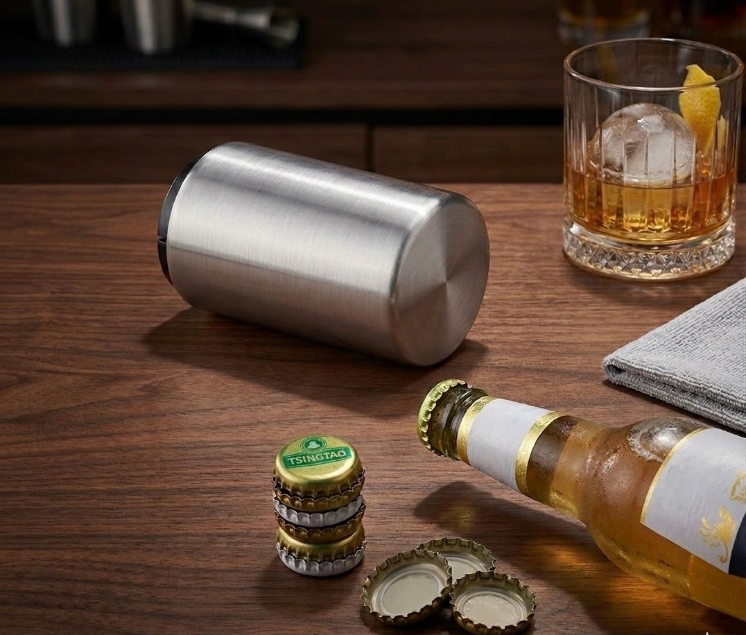 Tailgate Buddy Bottle Opener with Cap Collector – Wall-Mounted Beer Opener (Single) | Mess-Free Cap Catcher | Perfect for Home Bar & Parties