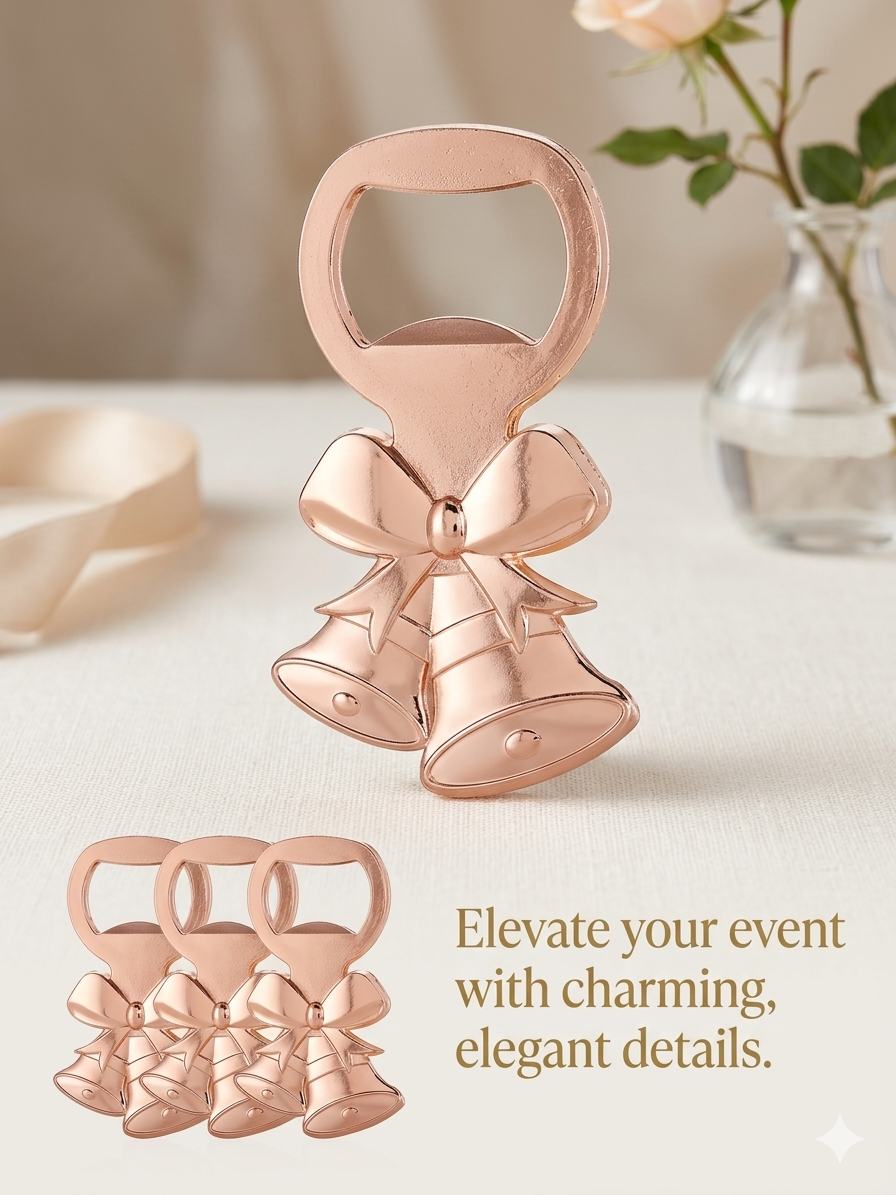 Rose Gold Bell-Shaped Bottle Opener – Creative Alloy Beer Opener | Elegant Christmas Bell Design Gift & Party Favors