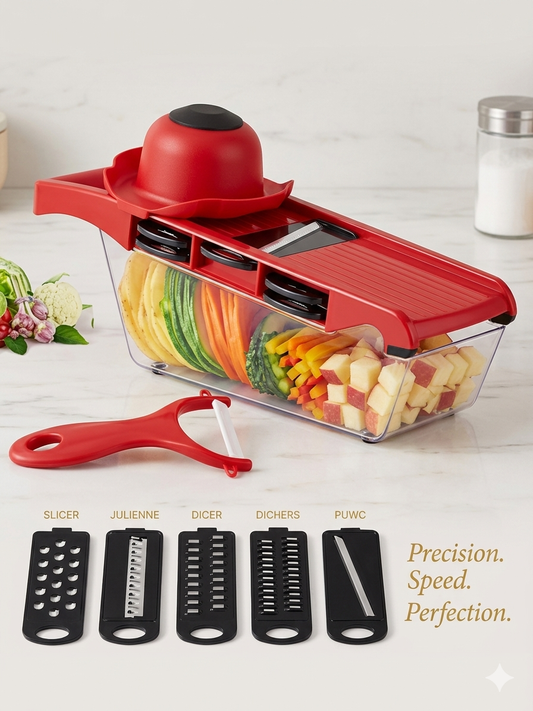 Multifunctional Vegetable Cutter & Fruit Chopper Set – Stainless Steel Slicer, Peeler & Potato Grater | All-in-One Kitchen Prep Tool (Model 230328)