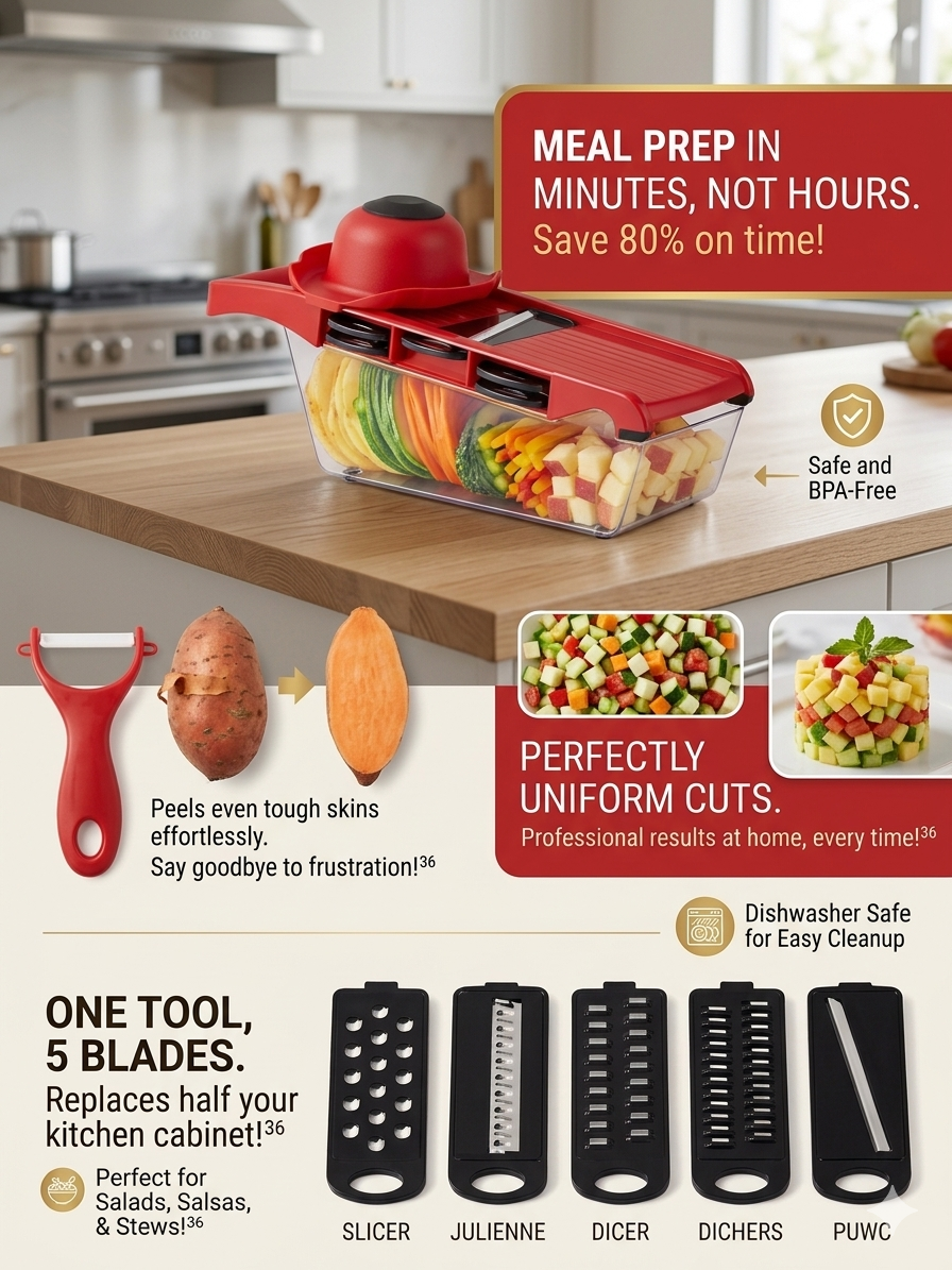 Multifunctional Vegetable Cutter & Fruit Chopper Set – Stainless Steel Slicer, Peeler & Potato Grater | All-in-One Kitchen Prep Tool (Model 230328)