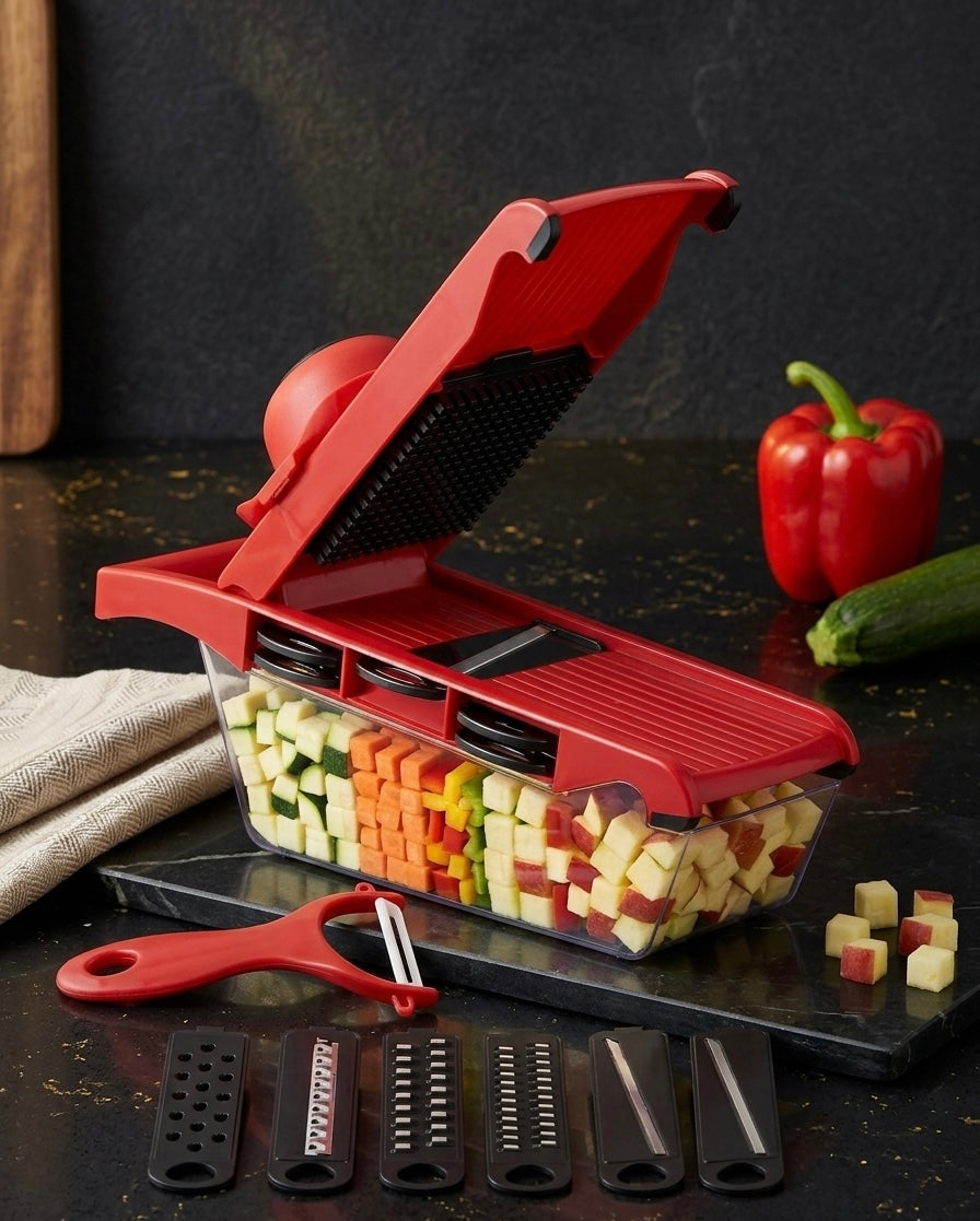Multifunctional Vegetable Cutter & Fruit Chopper Set – Stainless Steel Slicer, Peeler & Potato Grater | All-in-One Kitchen Prep Tool (Model 230328)