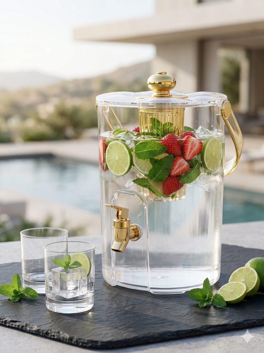 Rose Gold 5L Fridge Drink Dispenser with Spigot – Elegant Water Bottle Pitcher | Large Capacity Beverage Server for Parties & Weddings