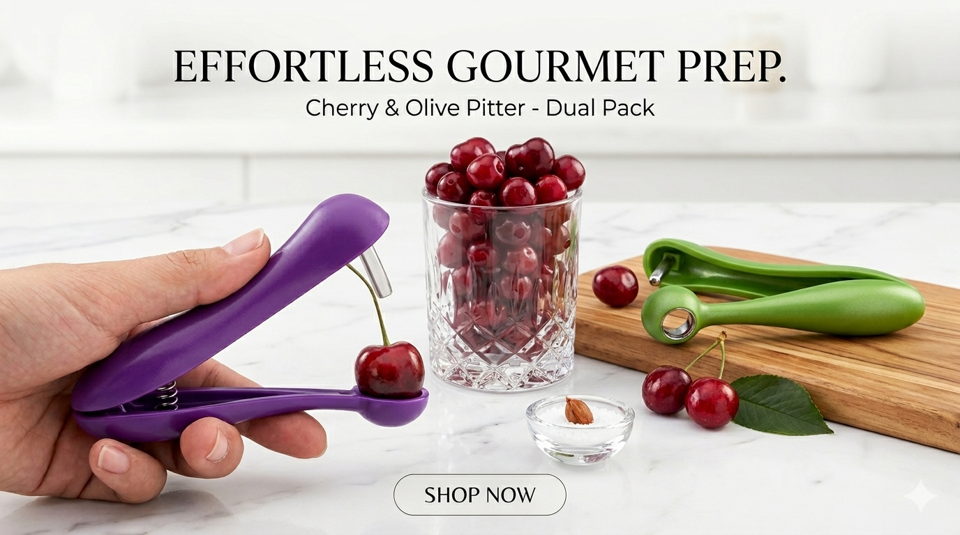 Cherry Pitter Tool – Quick & Easy Seed Remover | Stainless Steel Cherry & Olive Corer for Mess-Free Prep
