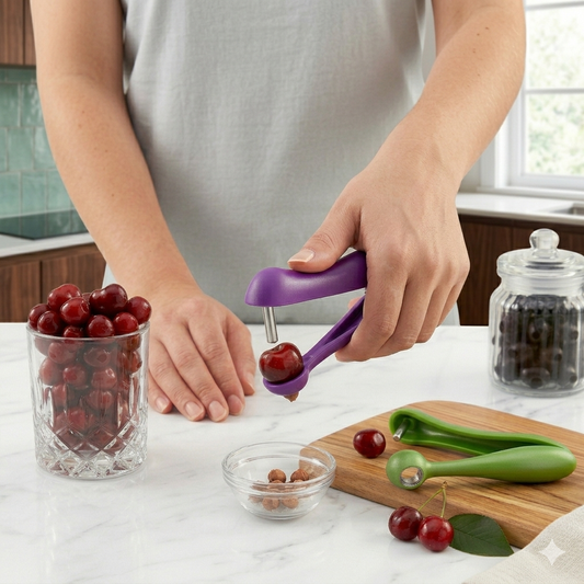 Cherry Pitter Tool – Quick & Easy Seed Remover | Stainless Steel Cherry & Olive Corer for Mess-Free Prep