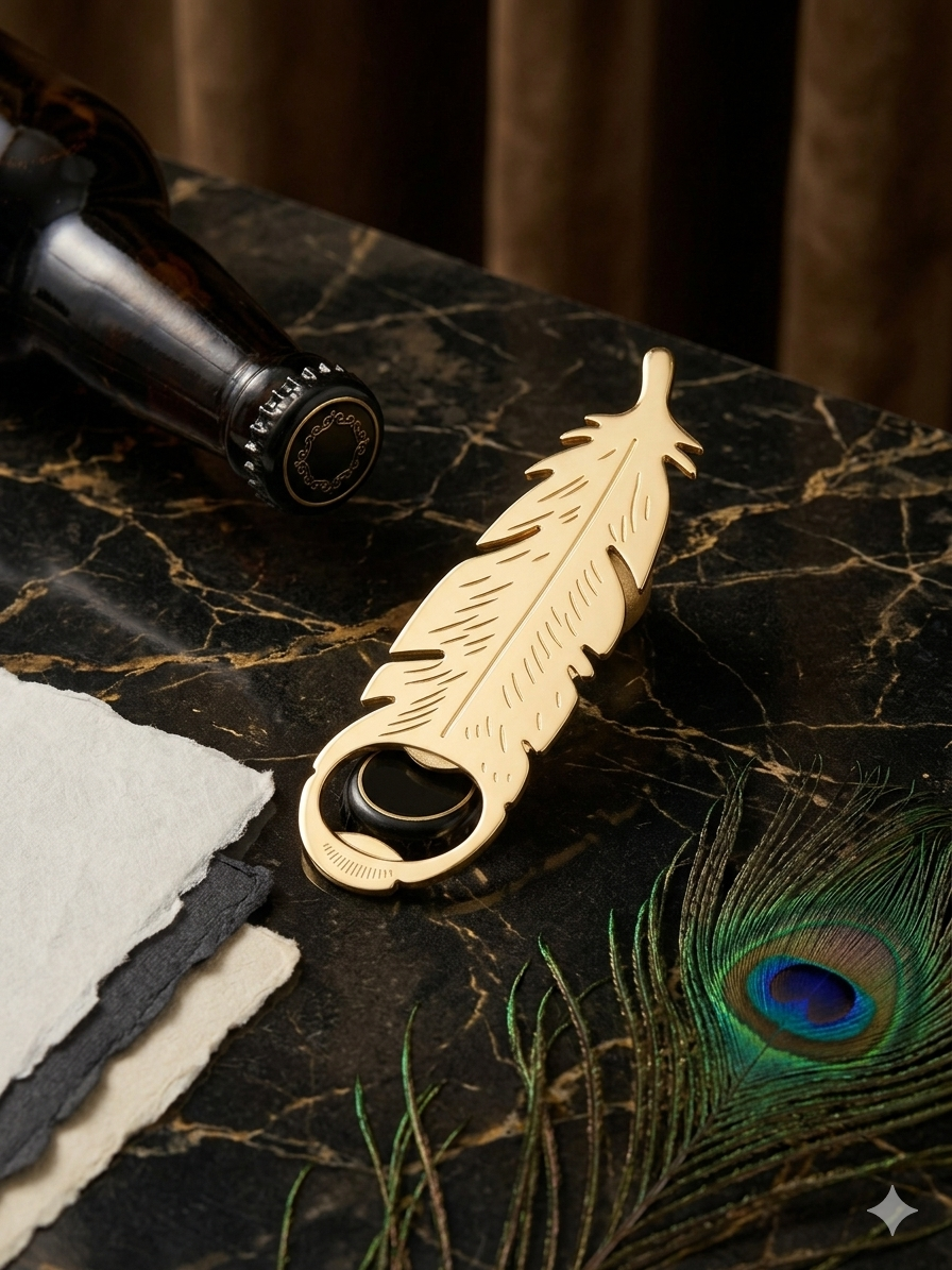 Elegant Gold Feather Bottle Opener – Premium Zinc Alloy Beer Opener | Wedding Favors for Guests | Unique, Stylish & Functional Party Gift