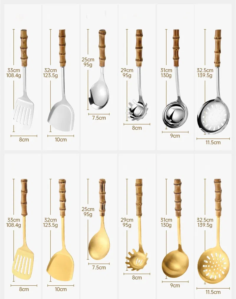 Light Yellow Bamboo Handle Pizza & Cake Server Set – Stainless Steel Triangular Spatula, Cheese Slicer & Butter Knife | Elegant Multi-Use Serving Tools