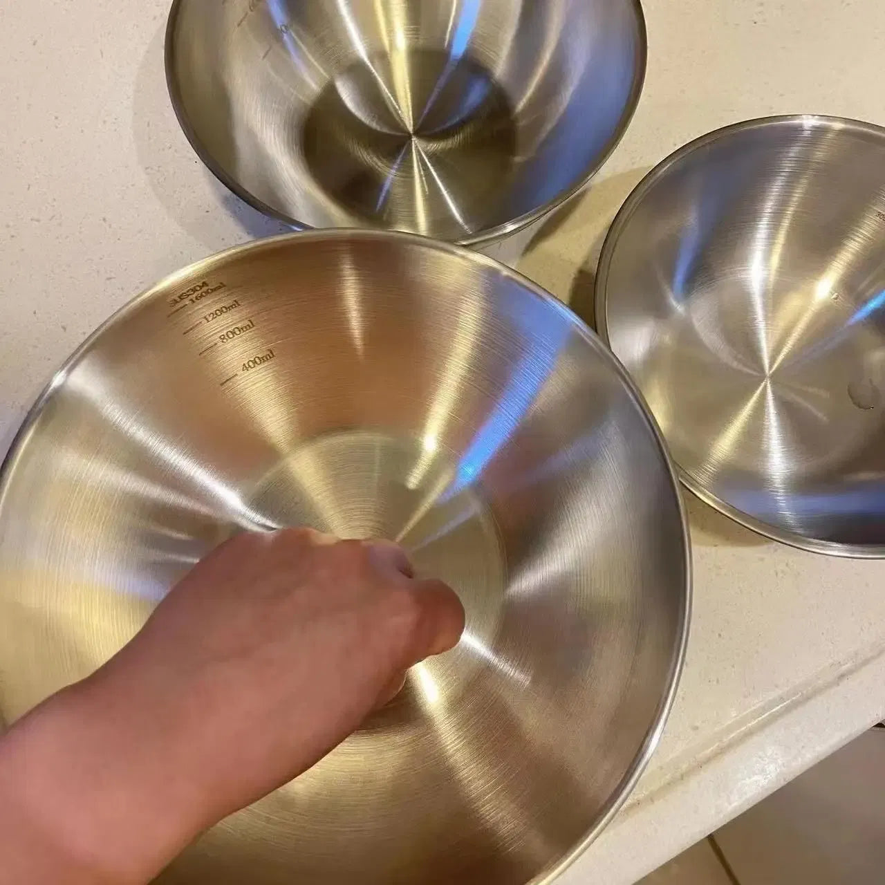Stainless Steel Mixing Bowl Set (1–3 pcs) with Measurement Scale – Large Capacity Nesting Bowls for Cooking, Baking & Food Storage