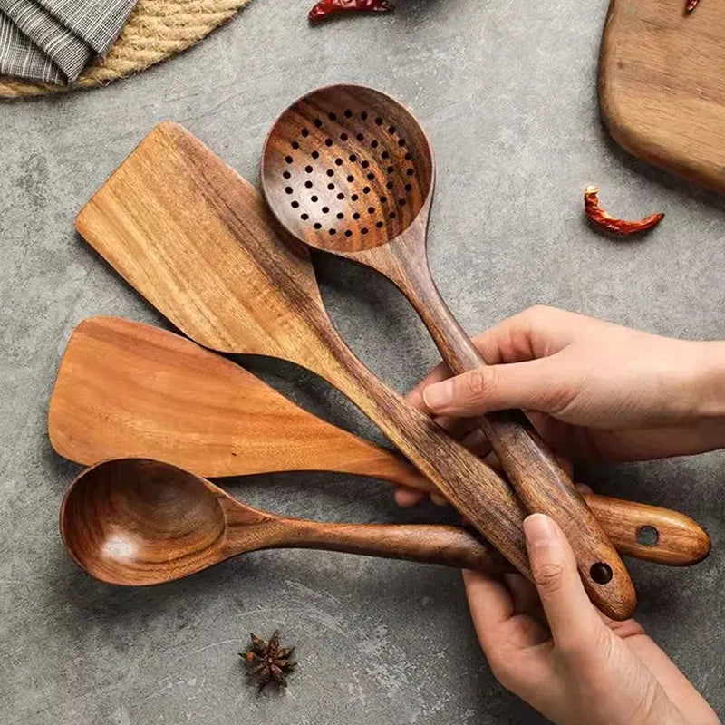 Premium Teak Wood Spatula – Eco-Friendly Non-Stick Safe Cooking Utensil | Durable Wooden Turner for Everyday Kitchen Use