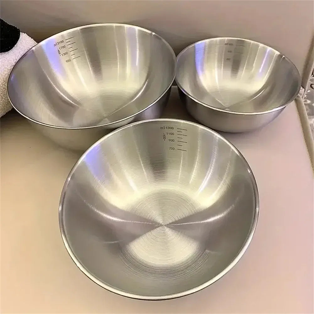 Stainless Steel Mixing Bowl Set (1–3 pcs) with Measurement Scale – Large Capacity Nesting Bowls for Cooking, Baking & Food Storage