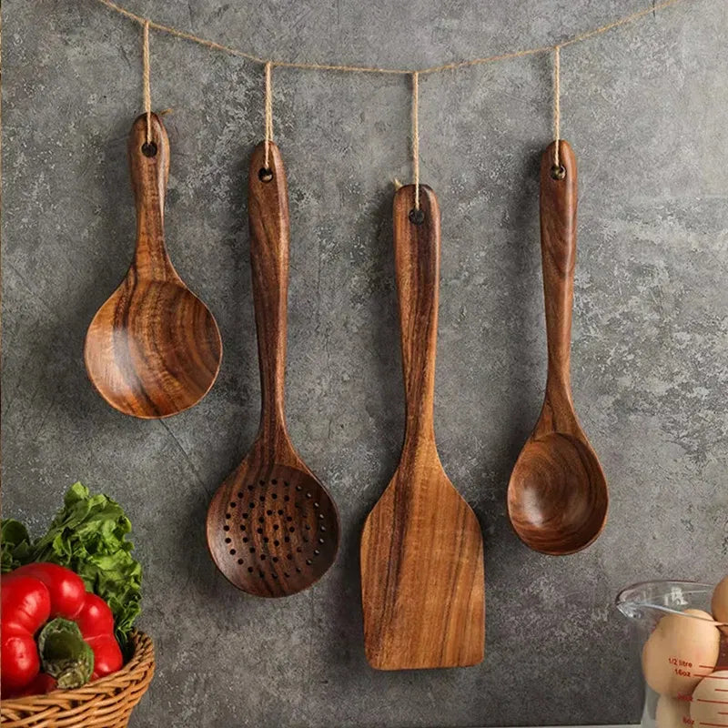 Premium Teak Wood Spatula – Eco-Friendly Non-Stick Safe Cooking Utensil | Durable Wooden Turner for Everyday Kitchen Use