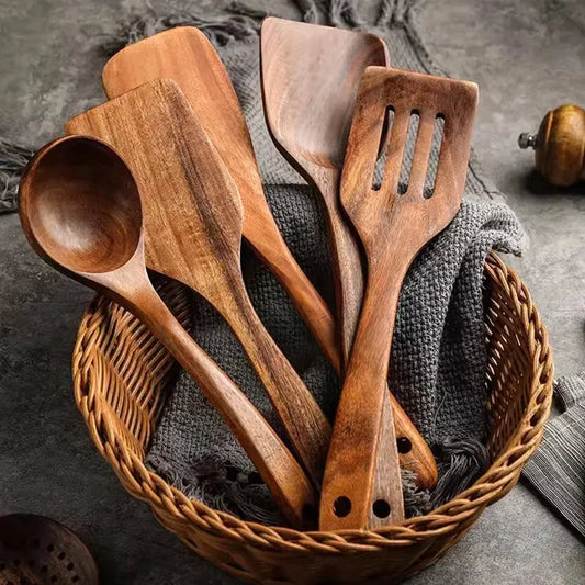 Premium Teak Wood Spatula – Eco-Friendly Non-Stick Safe Cooking Utensil | Durable Wooden Turner for Everyday Kitchen Use